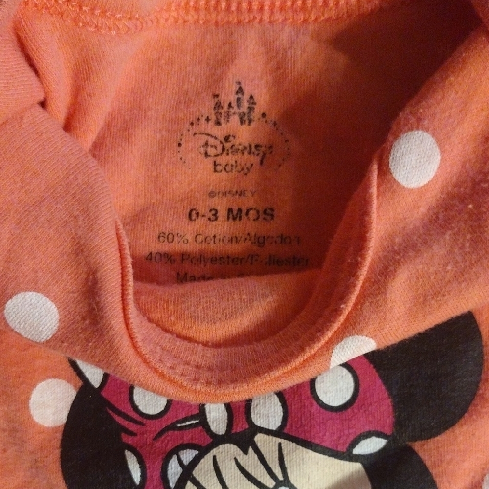 Disney Orange and White Minnie Mouse Bodysuit - Picture 2 of 3